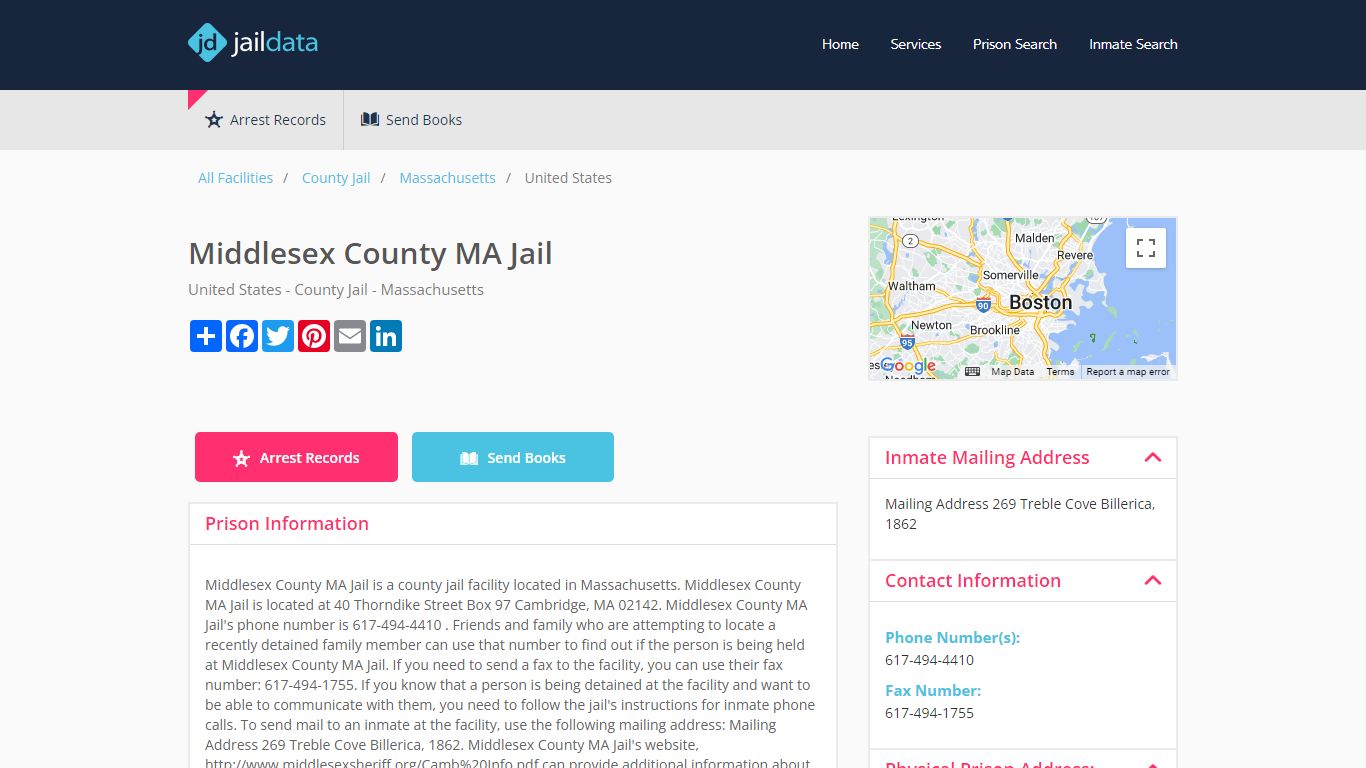 Middlesex County MA Jail Inmate Search and Prisoner Info - Middlesex ...